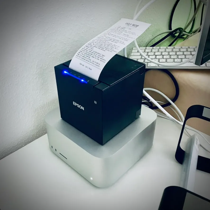 My Clawdbot setup: Mac Studio M1 Max with thermal receipt printer