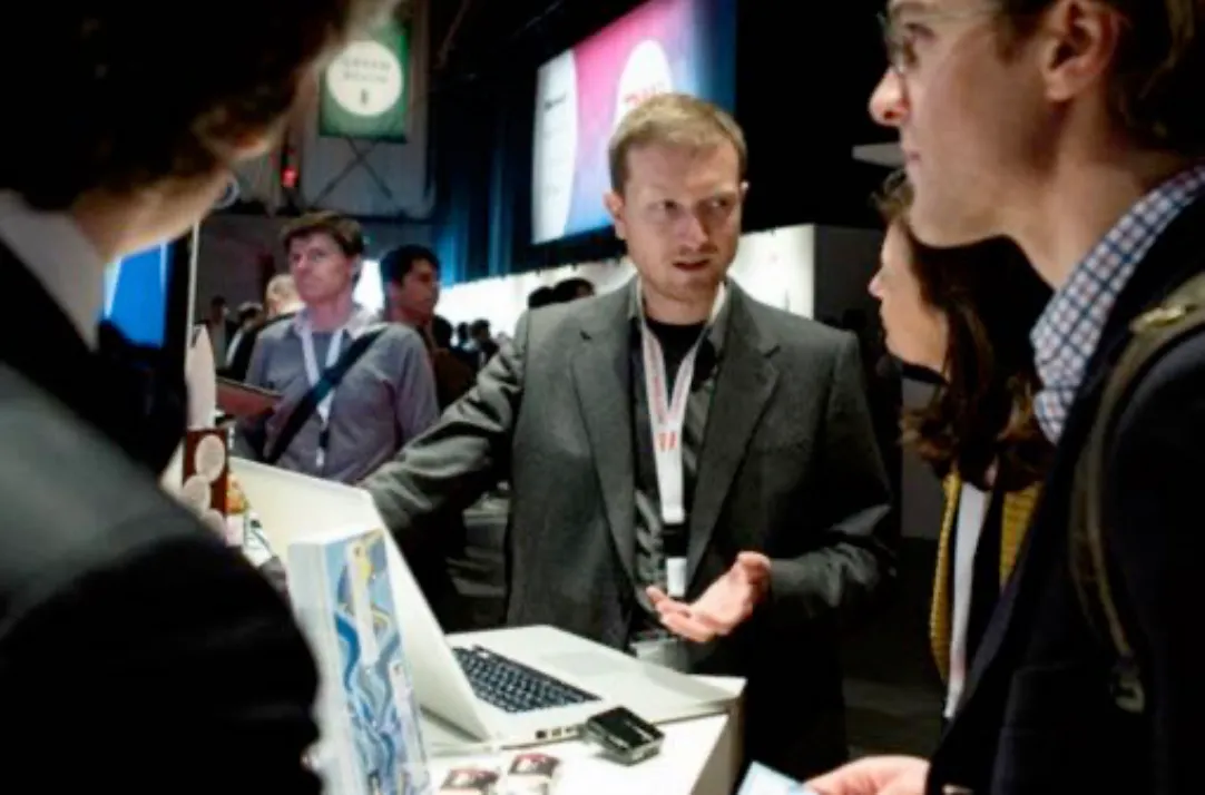Walter M. Rafelsberger at a booth in Amsterdam at The Next Web Conference 2012