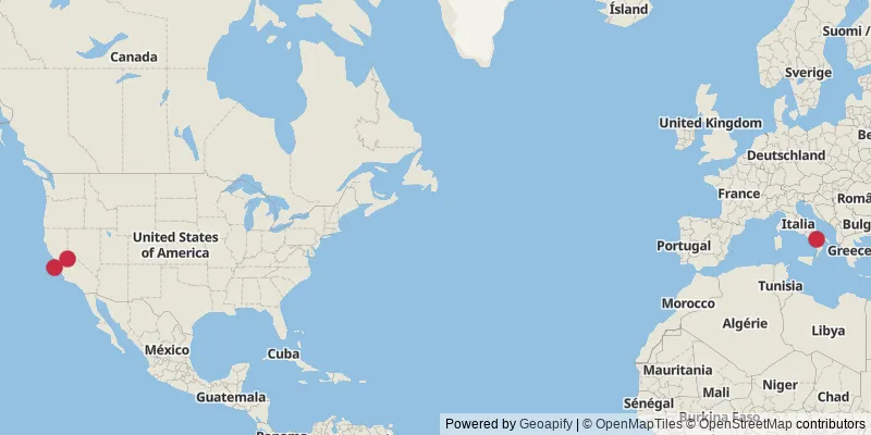 Map showing photo locations in Italy and United States