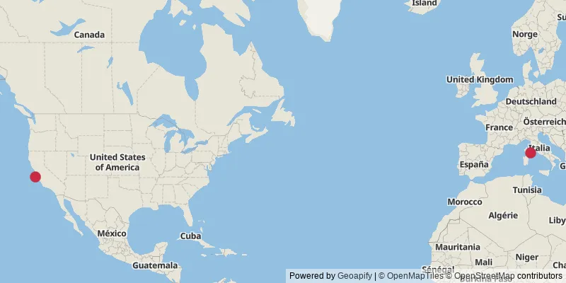 Map showing photo locations in Italy and United States