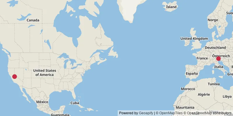 Map showing photo locations in United States and Austria