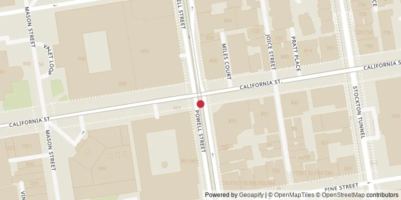 Map showing photo locations in South of Market, California, United States