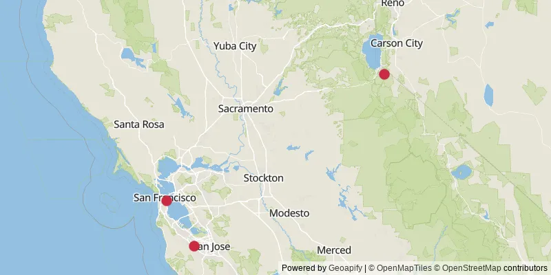 Map showing photo locations in El Dorado County, California, and Santa Clara County