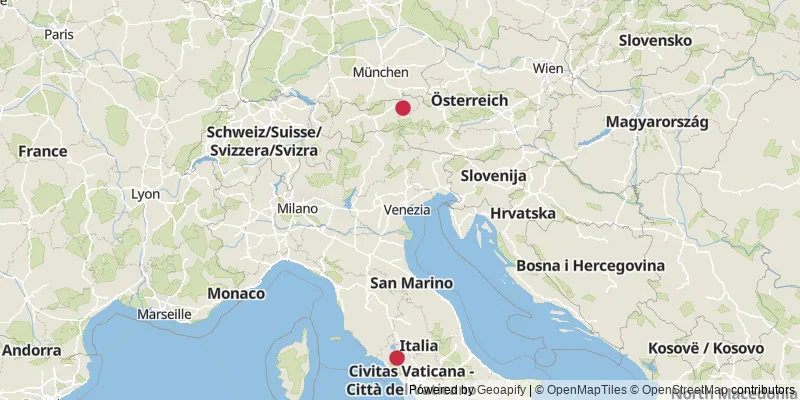 Map showing photo locations in Italy and Austria