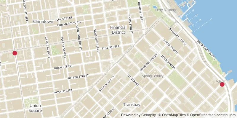 Map showing photo locations in South of Market, California, United States