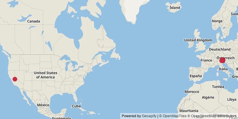 Map showing photo locations in Austria, Germany, and United States