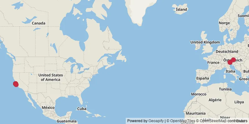 Map showing photo locations in United States, Austria, and Czechia