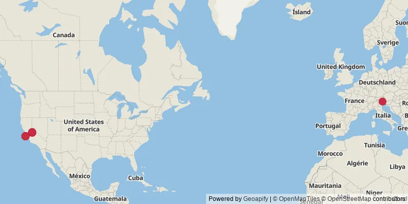 Map showing photo locations in United States and Austria