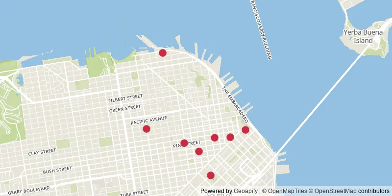 Map showing photo locations in South of Market, San Francisco, and Fisherman's Wharf