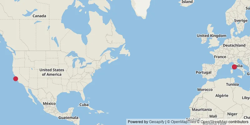 Map showing photo locations in Italy and United States
