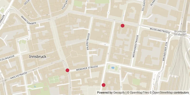 Map showing photo locations in Innenstadt, Tyrol, Austria