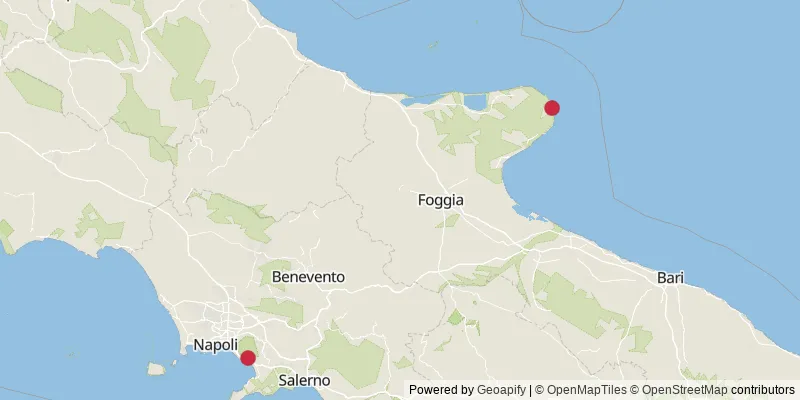 Map showing photo locations in Naples and Foggia