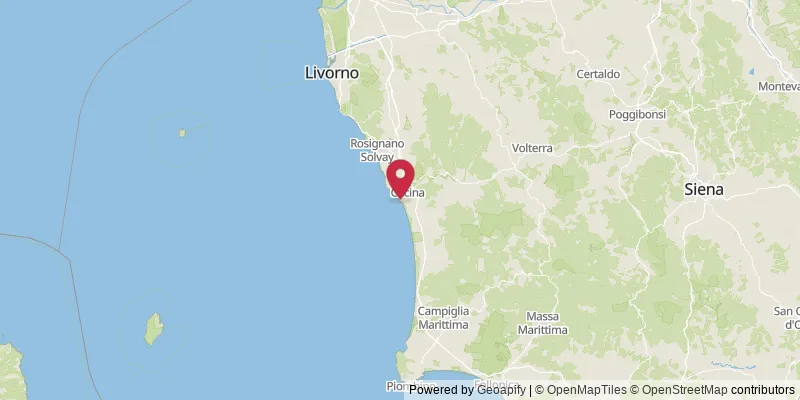 Map showing location at Marina di Cecina, Livorno, Italy