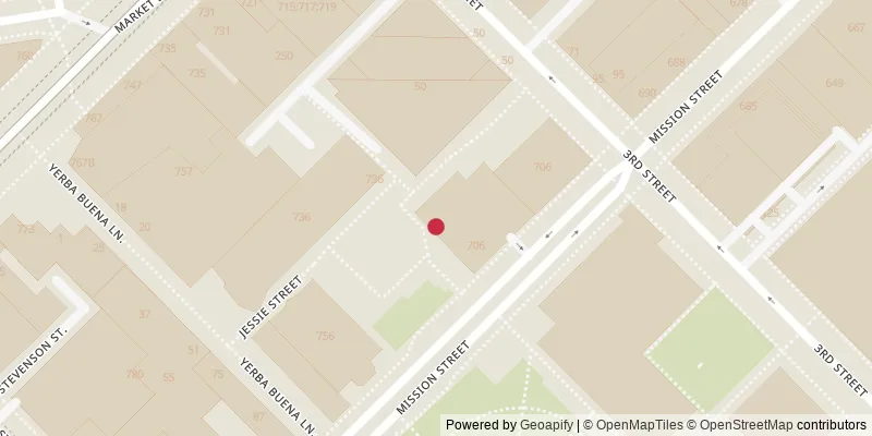 Map showing photo locations in South of Market, California, United States