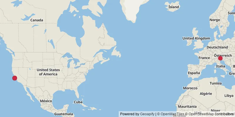 Map showing photo locations in United States and Austria