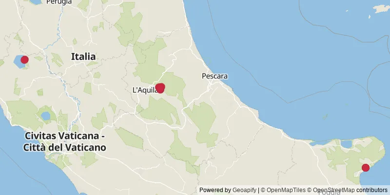 Map showing photo locations in Viterbo, Abruzzo, L'Aquila, and Foggia